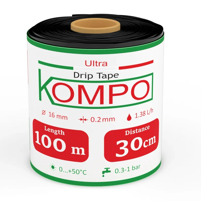 Стрічка крапельного поливу KOMPO | довж.100м | крок 30см | 1,38л/год | 8mil