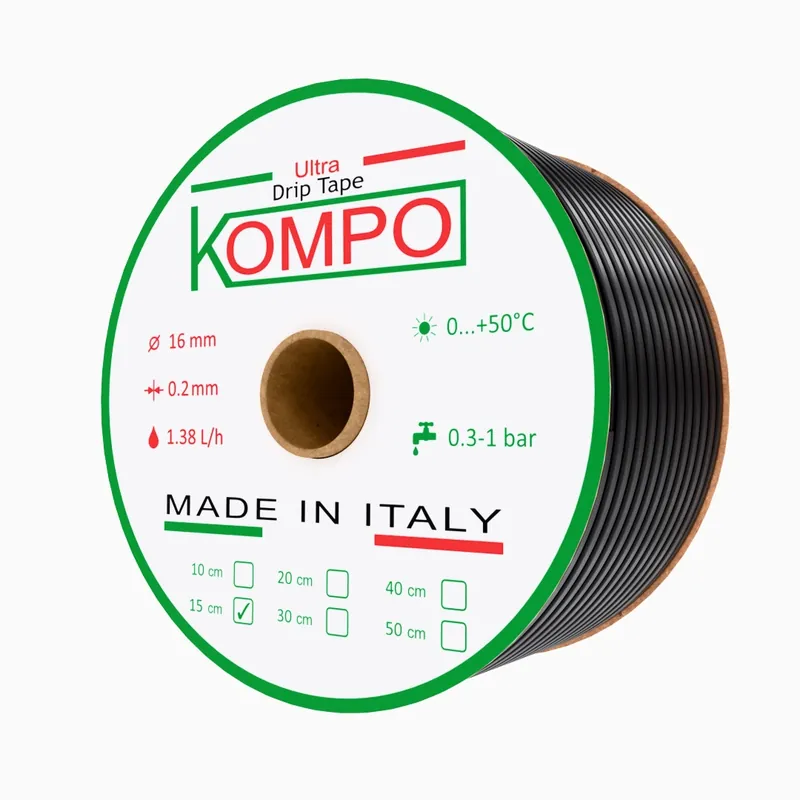 Стрічка крапельного поливу KOMPO | довж.2000м | крок 15см | 1,38л/год | 8mil