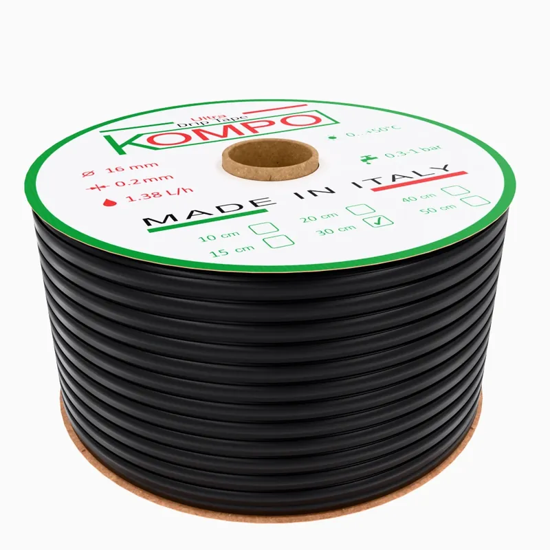 Стрічка крапельного поливу KOMPO | довж.2000м | крок 30см | 1,38л/год | 8mil