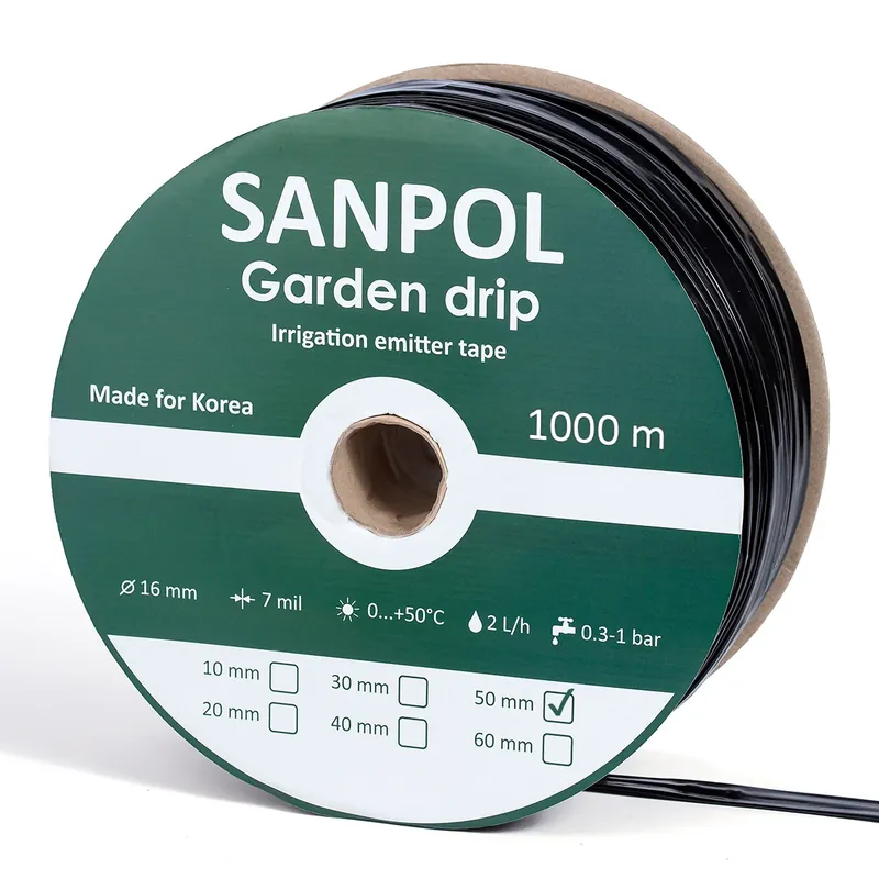 Стрічка крапельного поливу GARDEN DRIP | довж.1000м | крок 20см | 1,38л/год | 8mil