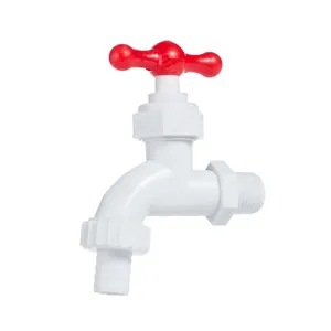 Кран кульовий з виливом пластиковий, ручка «метелик», діаметр під'єднання 1/2»