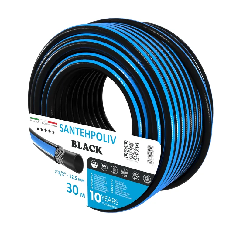 Шланг для поливу | Santehpoliv | BLACK | 30 м x 1/2"